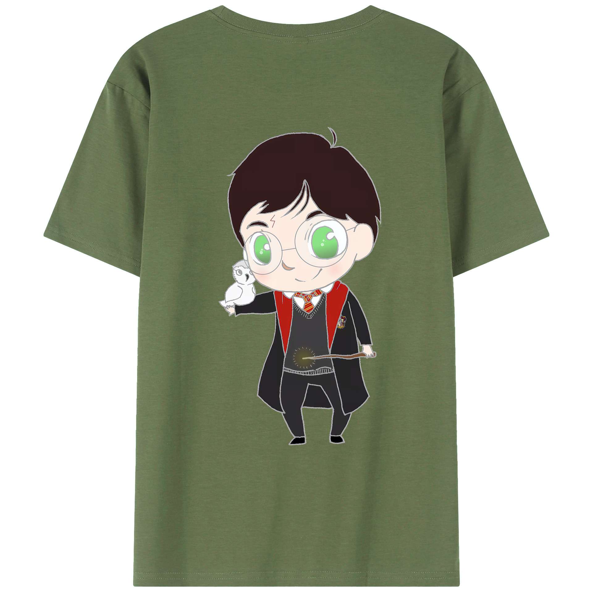（画像用） Harry Potter ハリー・ポッターシリーズ 綿100％ メンズ半袖Tシャツ（バックプリント） 通気性